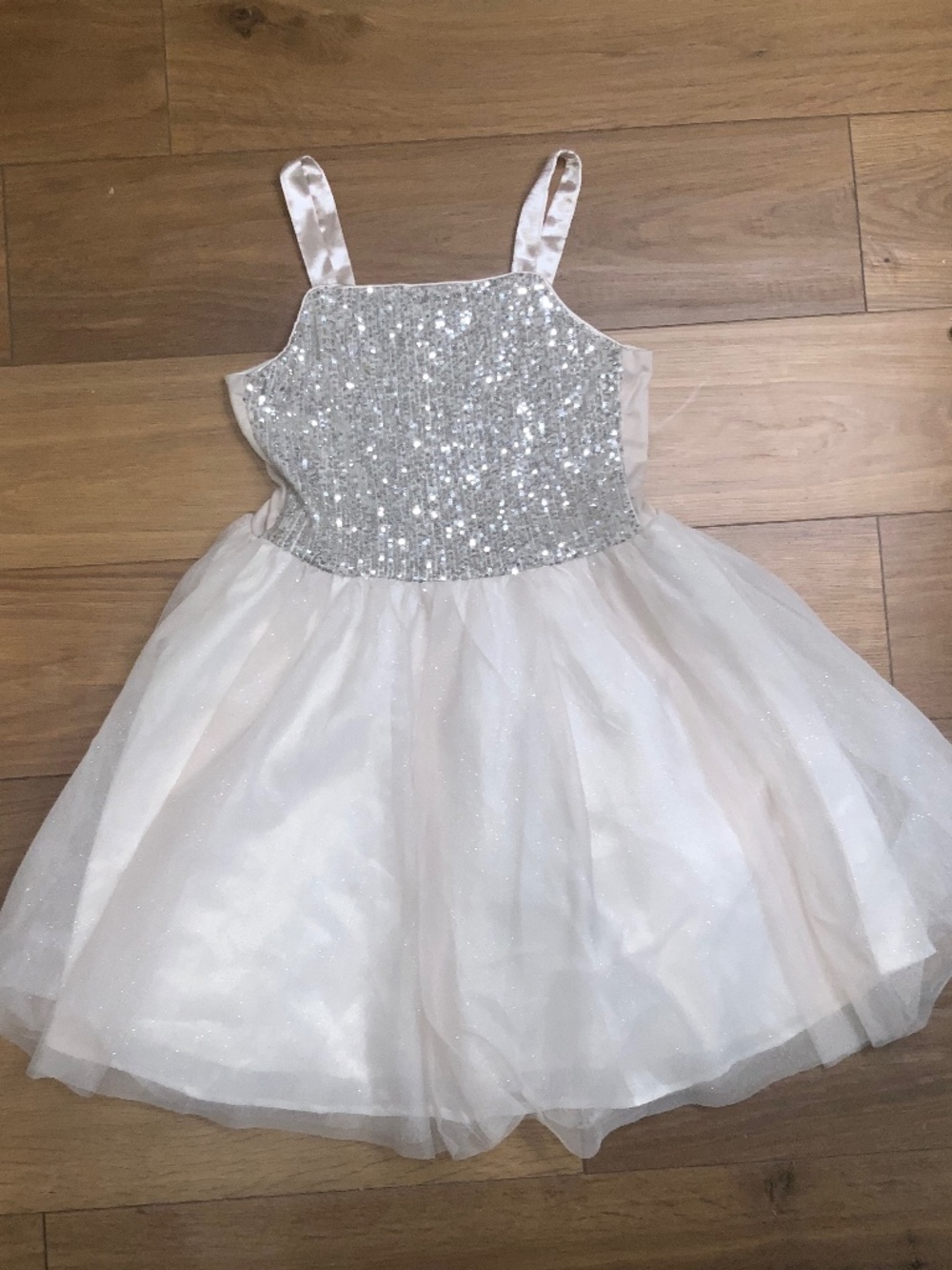 Sparkly Sequin Bodice Dress Cream and Silver Never Worn Tulle Underskirt